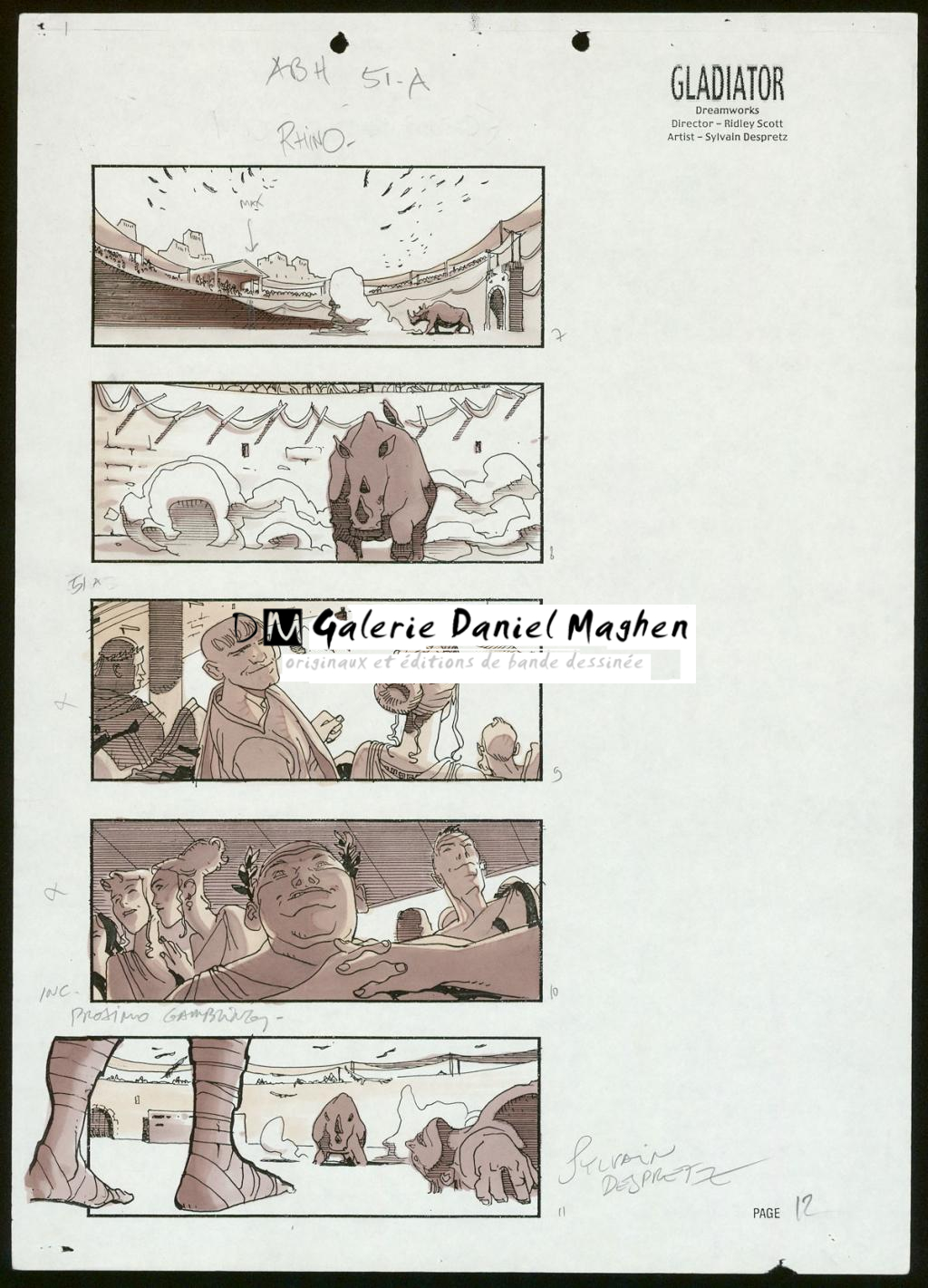 Story board pour le film Gladiator de Ridley Scott - Sylvain Despretz - Technique mixte sur papier - 3680