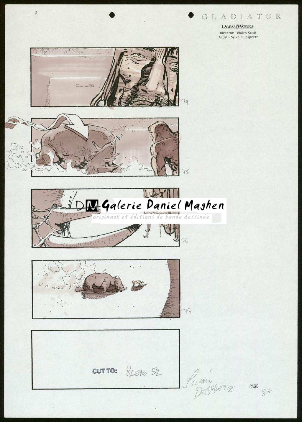 Story board pour le film Gladiator de Ridley Scott - Sylvain Despretz - Technique mixte sur papier - 3681