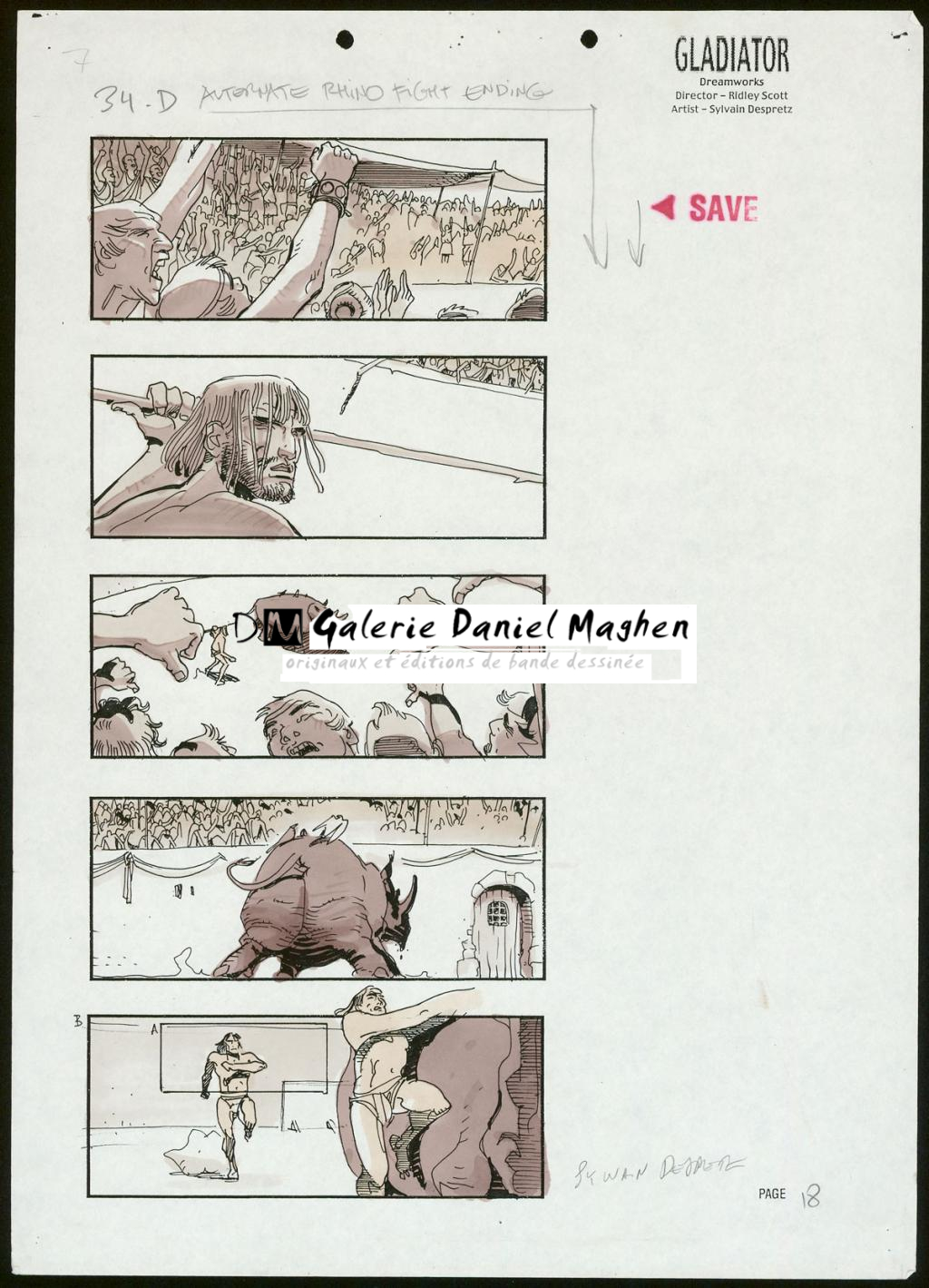 Story board pour le film Gladiator de Ridley Scott - Sylvain Despretz - Technique mixte sur papier - 3683