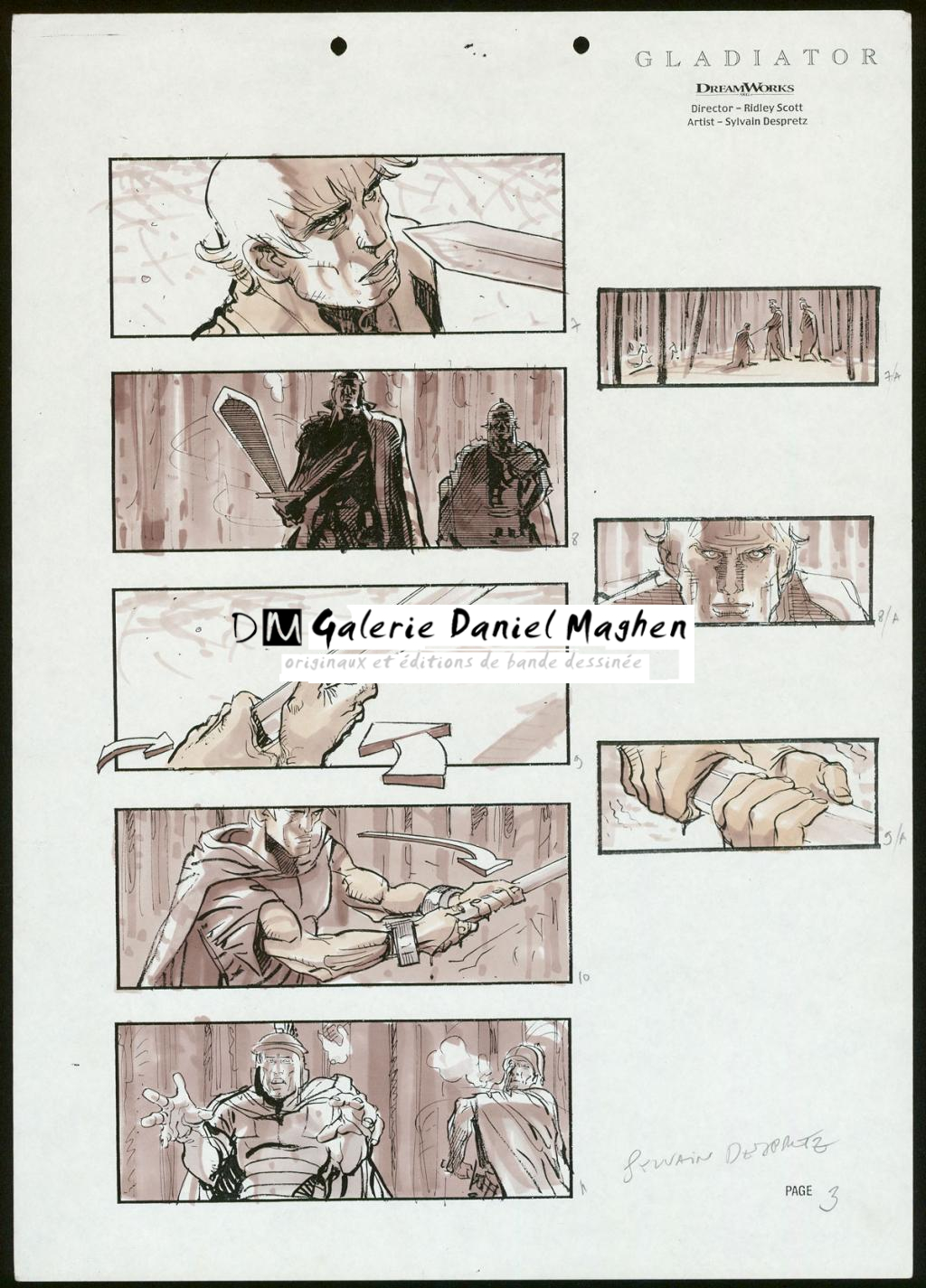Story board pour le film Gladiator de Ridley Scott - Sylvain Despretz - Technique mixte sur papier - 3724