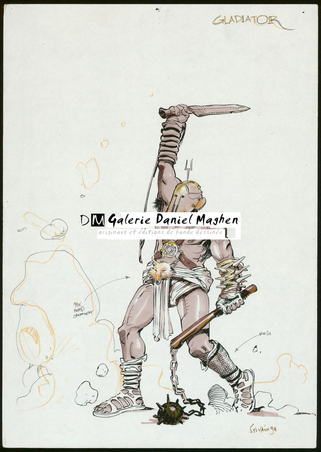 Story board pour le film Gladiator de Ridley Scott - Sylvain Despretz - Technique mixte sur papier - 3725