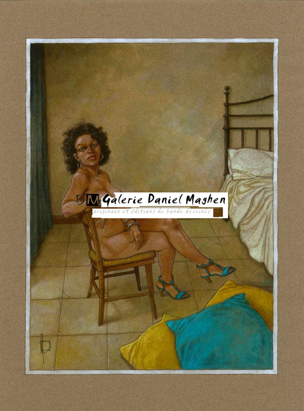 Illustration originale, Mariela ? Nu VII. 2017 - Miguelanxo Prado - Acrylique et crayons de couleur sur papier teinté - 3751