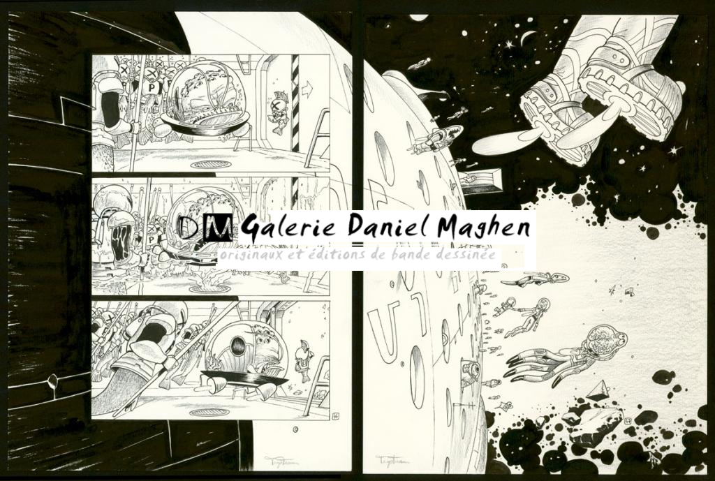 Double planche originale 46 et 47 - Martin Trystram - Encre de Chine - 3622