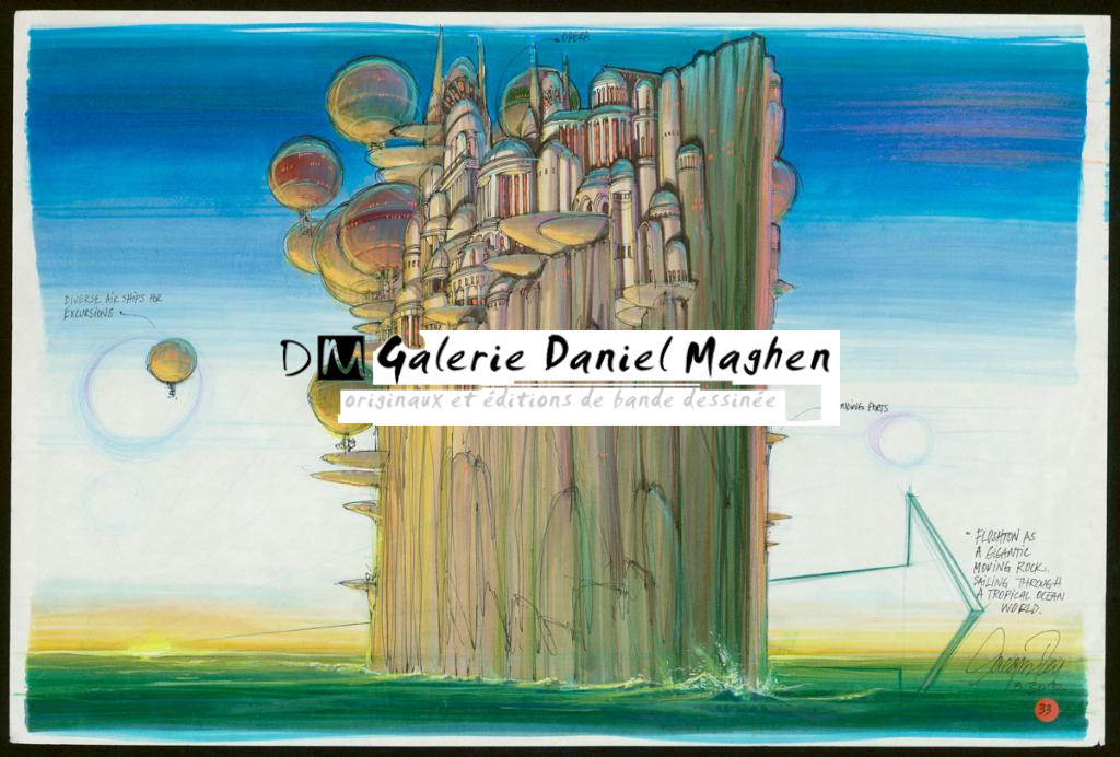 Concept art pour Le Cinquième élément de Luc Besson, Floshton - Jacques Rey - Technique mixte sur papier - 3730