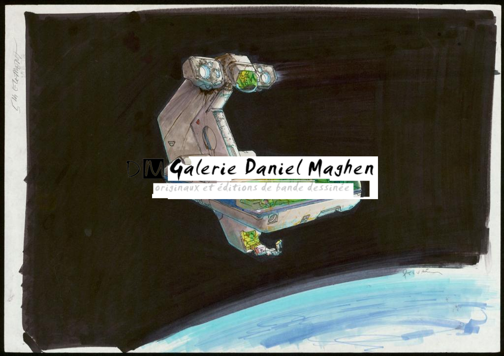 Concept art pour Le Cinquième Élement de Luc Besson - Sylvain Despretz - Technique mixte sur papier - 3731