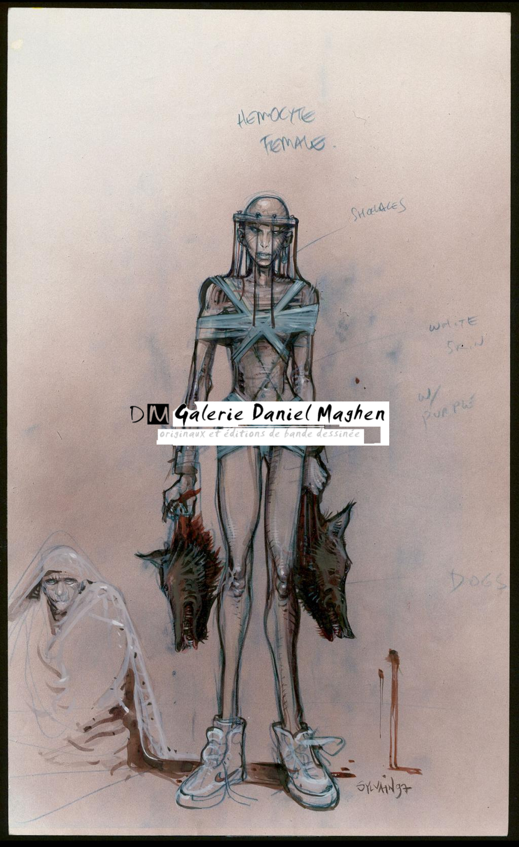 Concept art pour le projet de film I Am Legend par Ridley Scott avec Arnold Schwarzenegger - Sylvain Despretz - Technique mixte sur papier - 3641