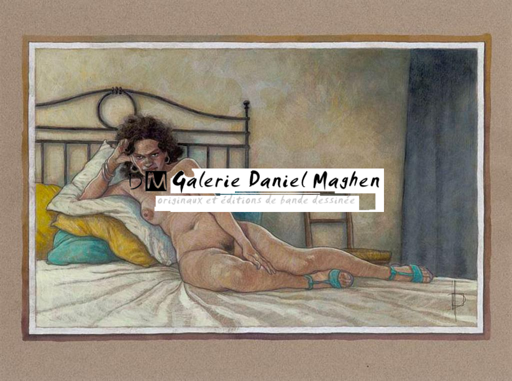 Illustration originale, Mariela  ? Nu II, 2012 - Miguelanxo Prado - Crayon noir et acrylique sur papier - 3752