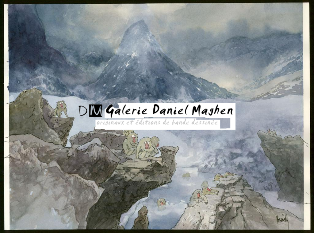 Illustration originale dont une partie à servie à réaliser l'ex-libris de Super Héros - Jean-Paul Krassinsky - Aquarelle et encre de Chine - 3903