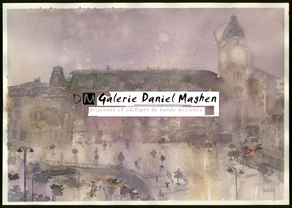 Aquarelle - Paris - Gare de Lyon - Jean-Paul Krassinsky - Aquarelle sur papier - 4113