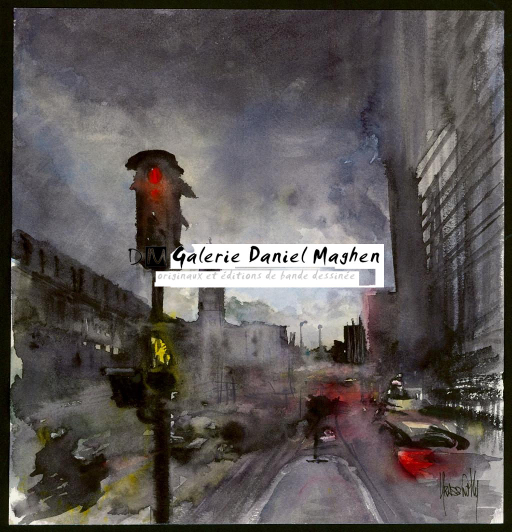 Aquarelle - Paris - L'aube - Jean-Paul Krassinsky - Aquarelle sur papier - 3905