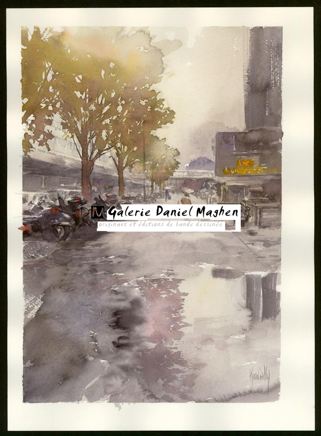 Aquarelle - Paris - Rue de Bercy - Jean-Paul Krassinsky - Aquarelle sur papier - 4115