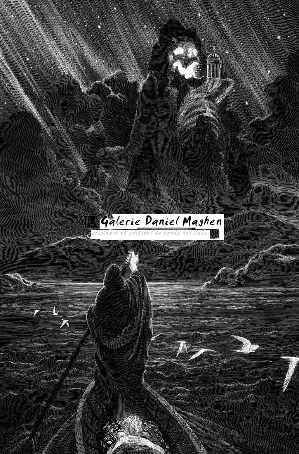 Illustration intitulée L'Île des morts - Nicolas Delort - Carte à gratter - 4117