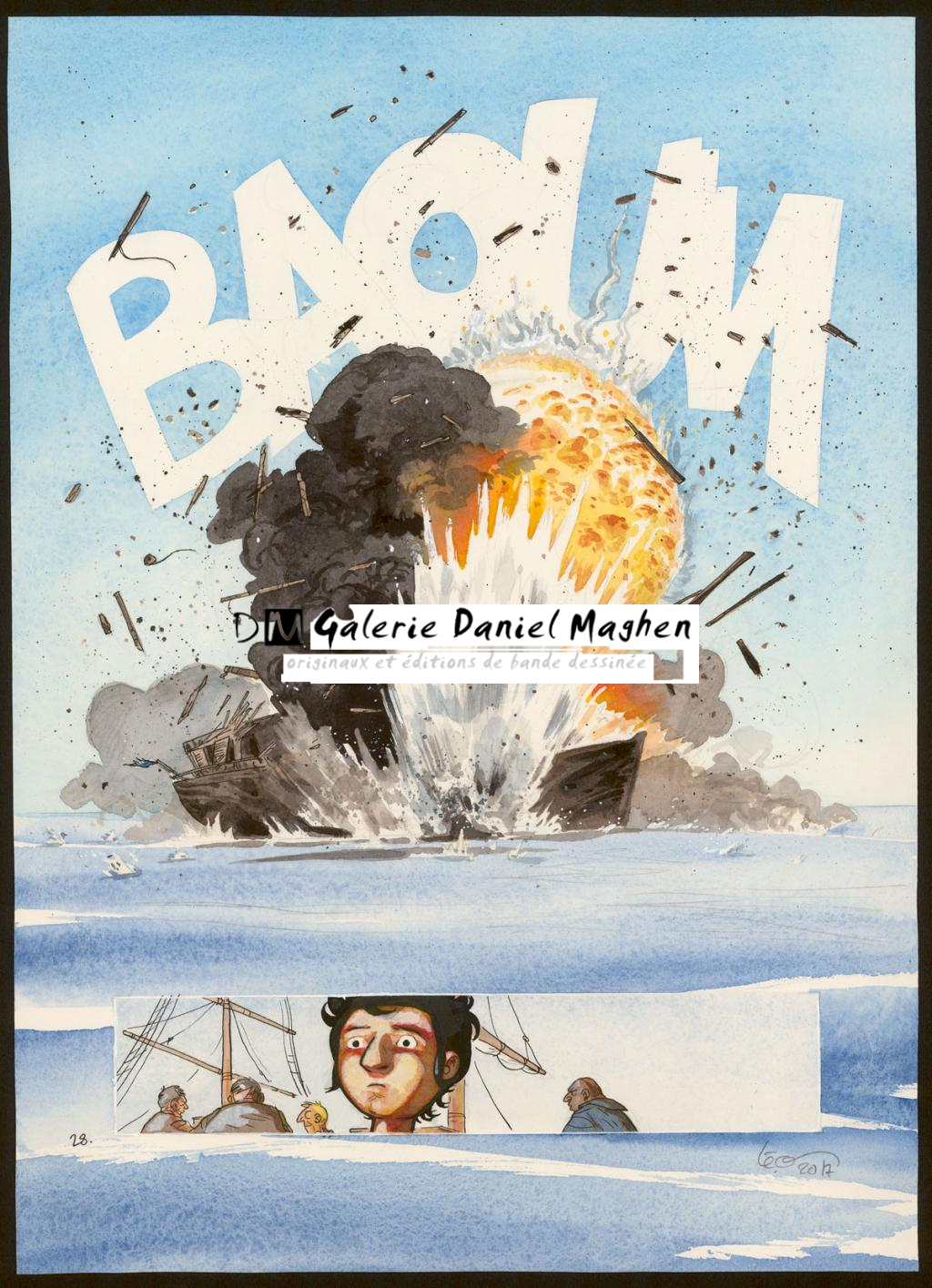 Planche originale avec case refaite - Leonard Chemineau - Aquarelle et encre de Chine sur papier - 3924