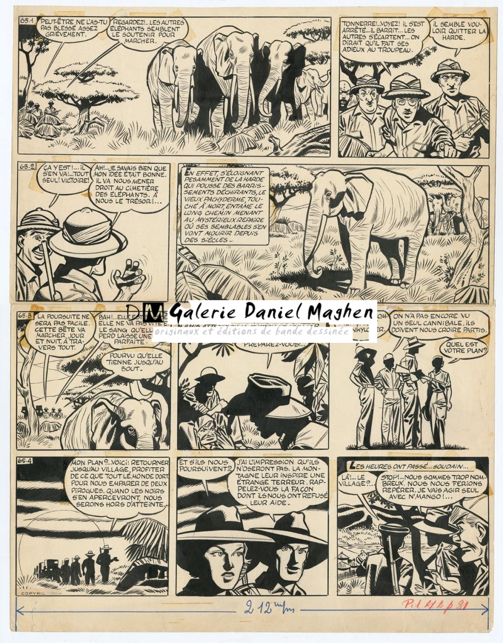 Planche originale n°65, prépubliée dans La Libre Junior en 1958 - Victor Hubinon - Encre de Chine sur papier - 4409