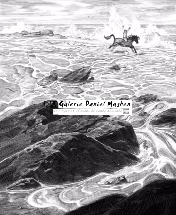 Illustration intitulée L'Etalon Noir - Nicolas Delort - Carte à gratter - 3918