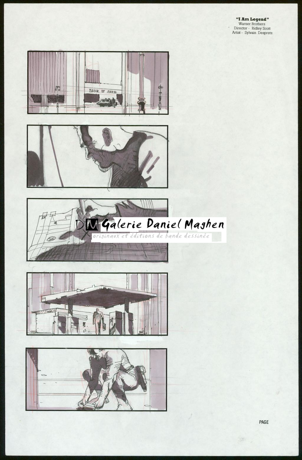 Story board pour le projet de film I Am Legend par Ridley Scott avec Arnold Schwarzenegger - Sylvain Despretz - Technique mixte sur papier - 3951