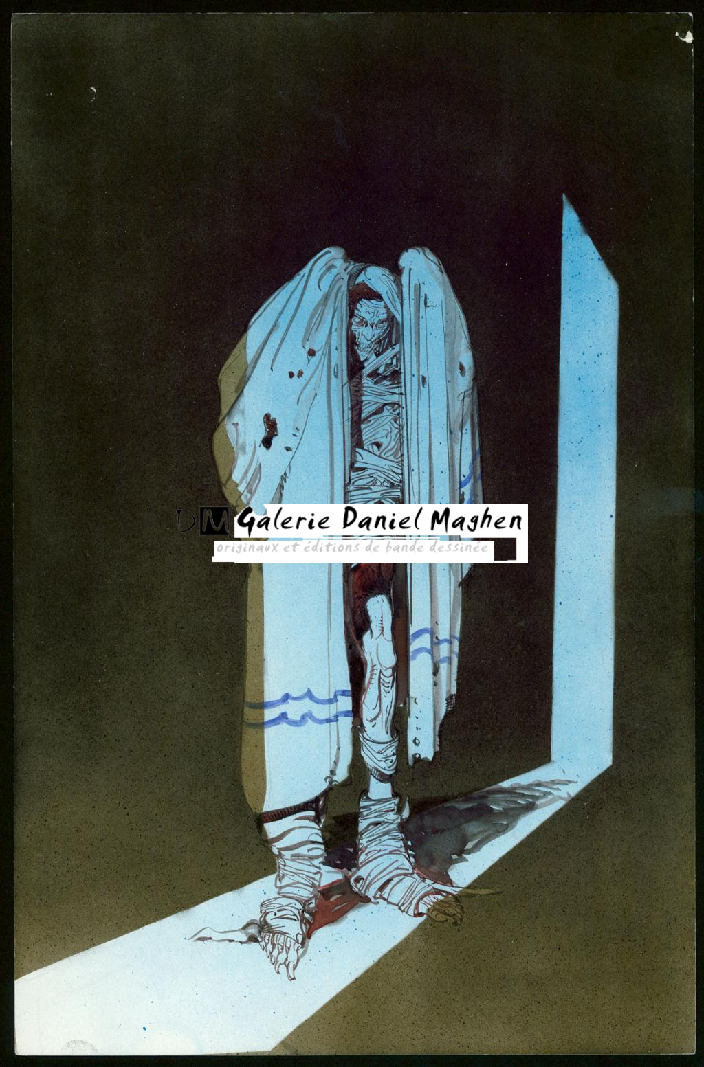 Concept art pour le projet de film I Am Legend par Ridley Scott avec Arnold Schwarzenegger - Sylvain Despretz - Technique mixte sur papier - 3958