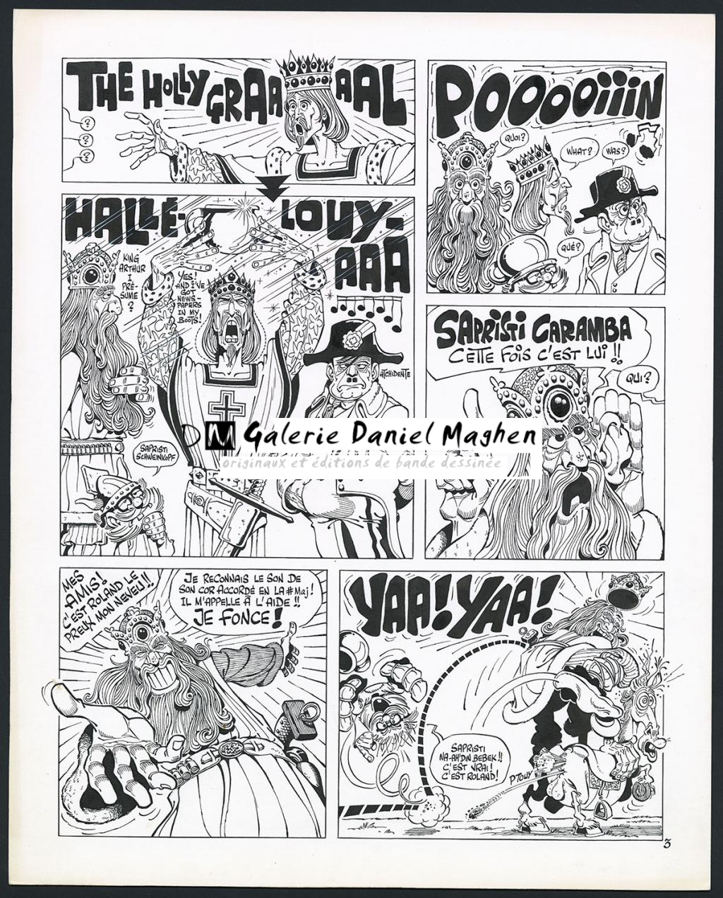 Planche originale n°3 pour l'histoire complète en 7 pages "Durandal", avec des hommages à Arzach et Groucho Marx - Marcel Gotlib - Encre de Chine sur papier - 6069