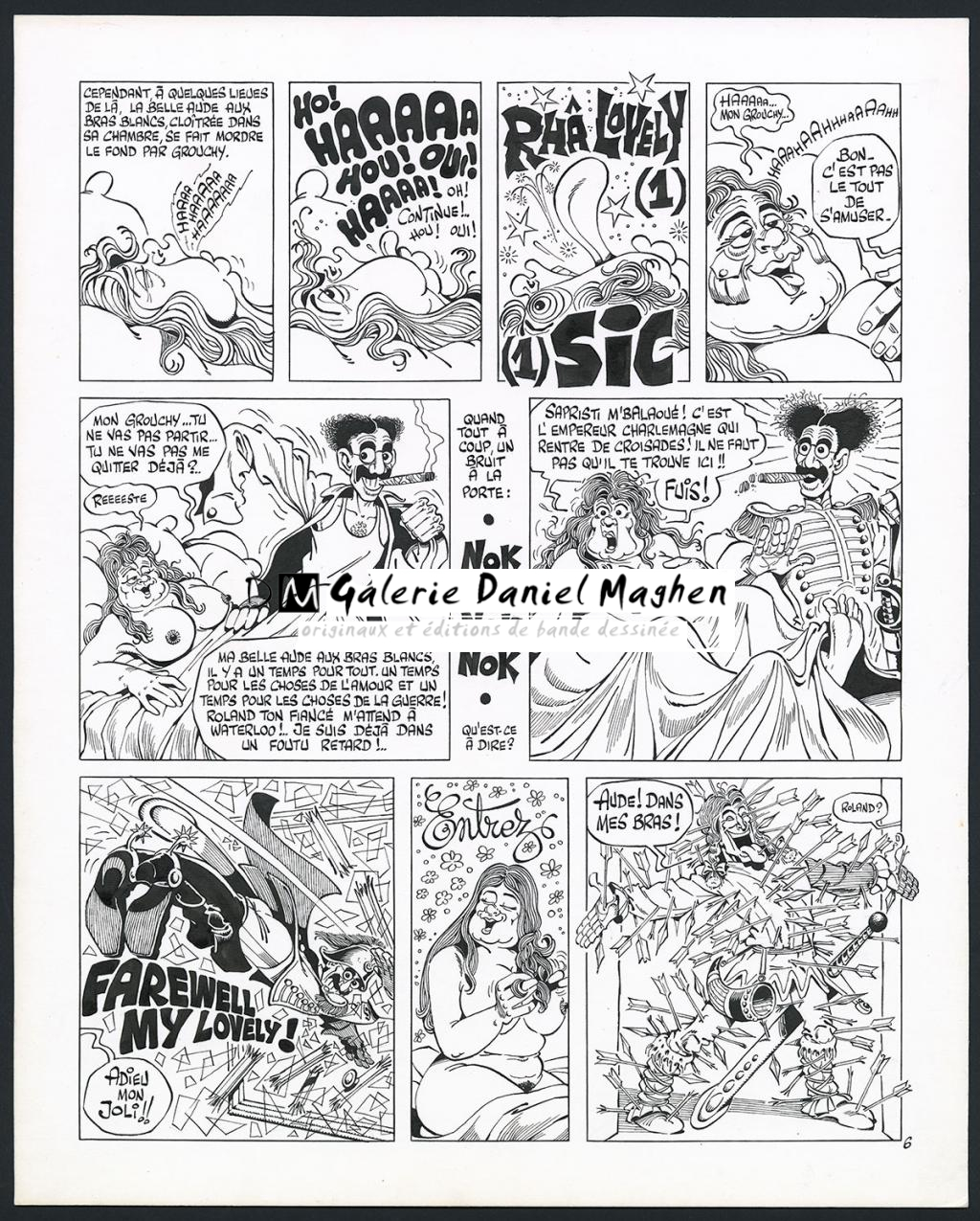 Planche originale n°6 pour l'histoire complète en 7 pages "Durandal", avec des hommages à Arzach et Groucho Marx - Marcel Gotlib - Encre de Chine sur papier - 6072