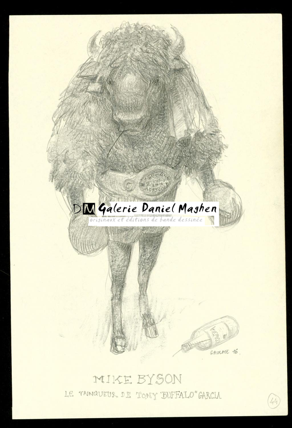 Crayonné original : Myke Byson - Le vainqueur de Tony Buffalo Garcia - Armel Gaulme - Mine de plomb sur papier - 6080