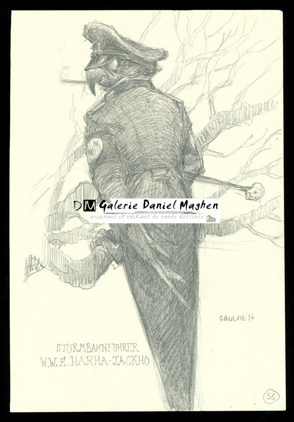 Crayonné original : Sturmbahnfuhrer W.W.F HARHA JACKHO - Armel Gaulme - Mine de plomb sur papier - 3936