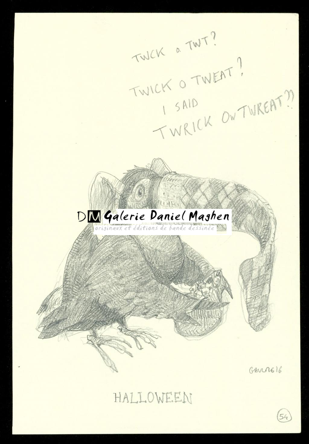 Crayonné original : twick Ow Twreat - Armel Gaulme - Mine de plomb sur papier - 3937