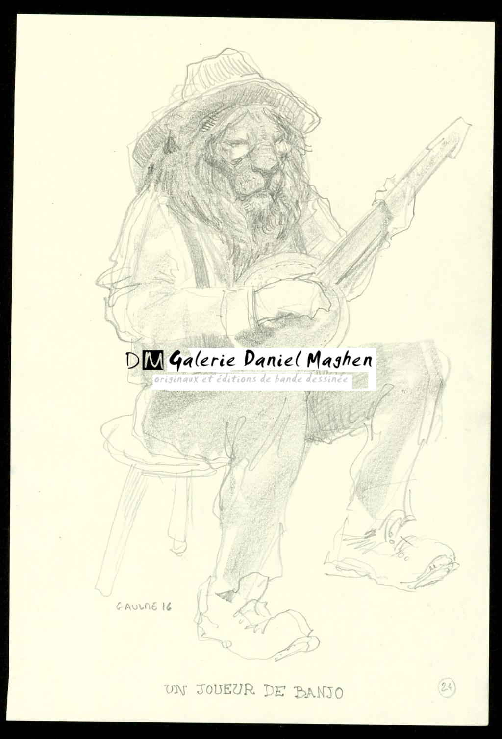 Crayonné original : Un joueur de Banjo - Armel Gaulme - Mine de plomb sur papier - 3946
