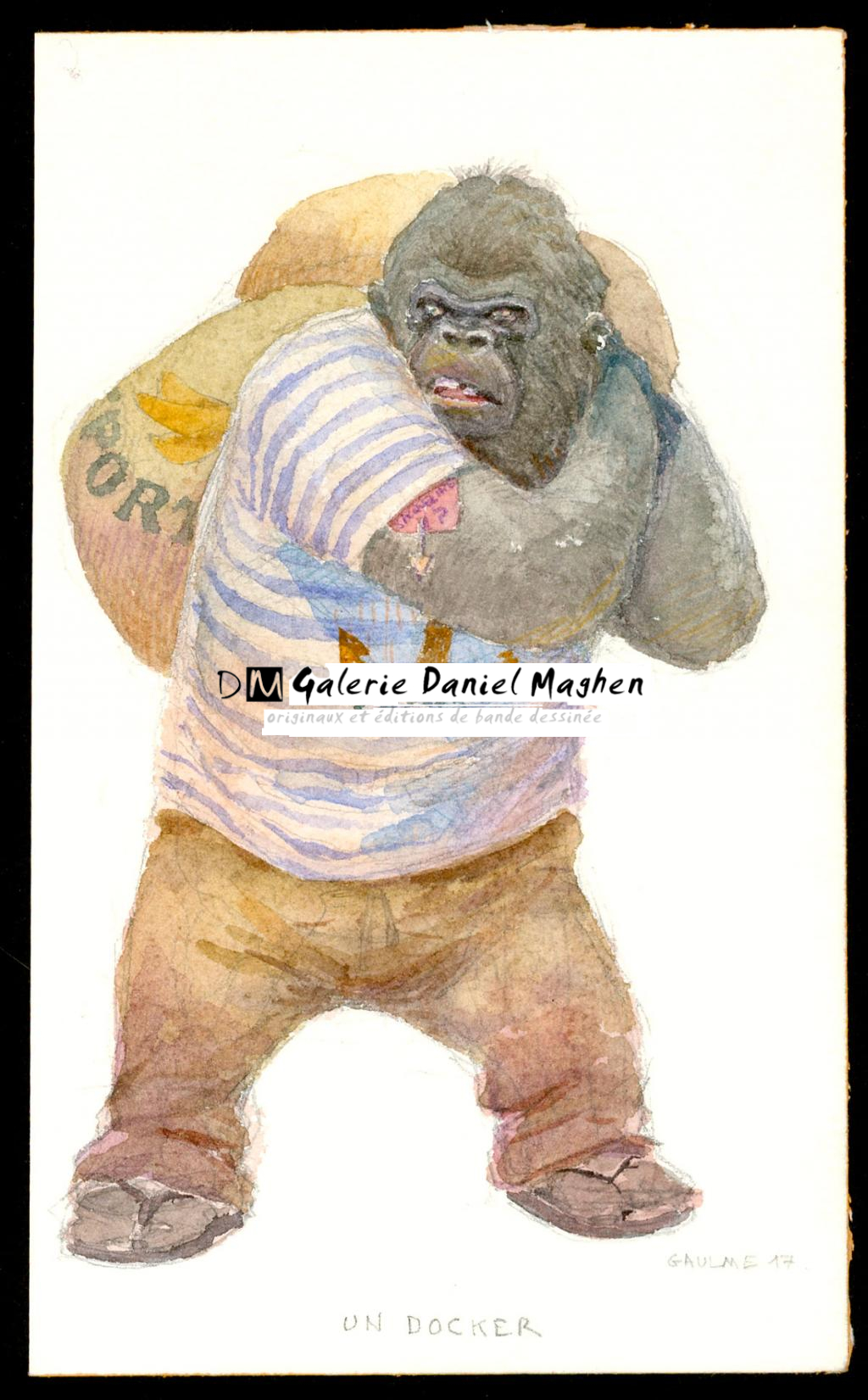 Illustration originale : un docker - Armel Gaulme - Aquarelle sur papier - 4120