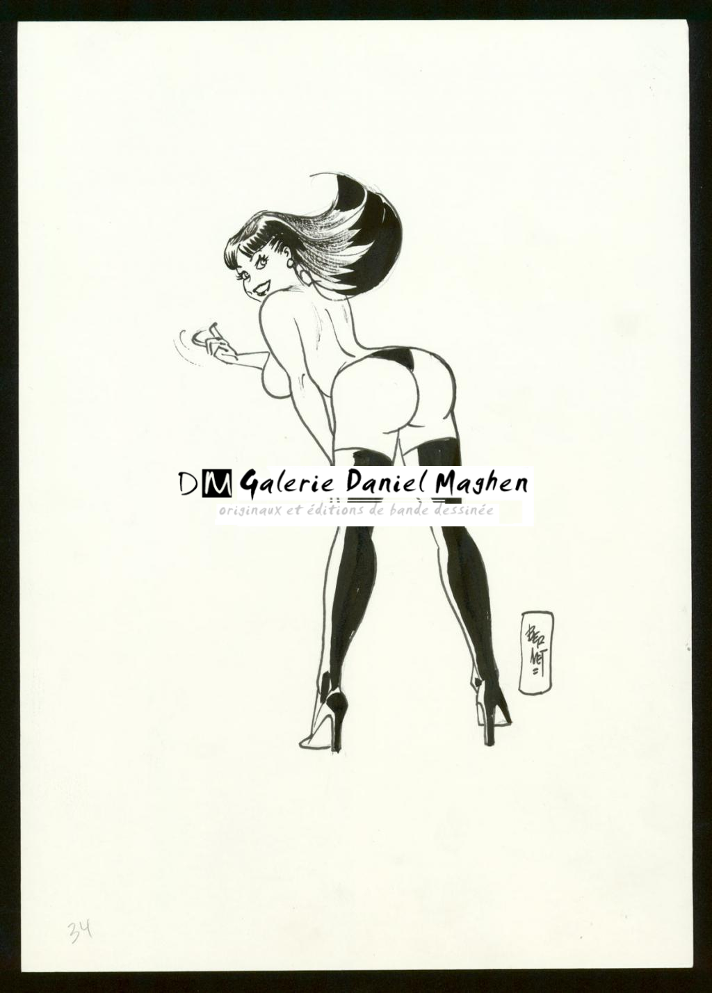 Illustration originale - Jordi Bernet - Encre de Chine et mine de plomb sur papier - 3977