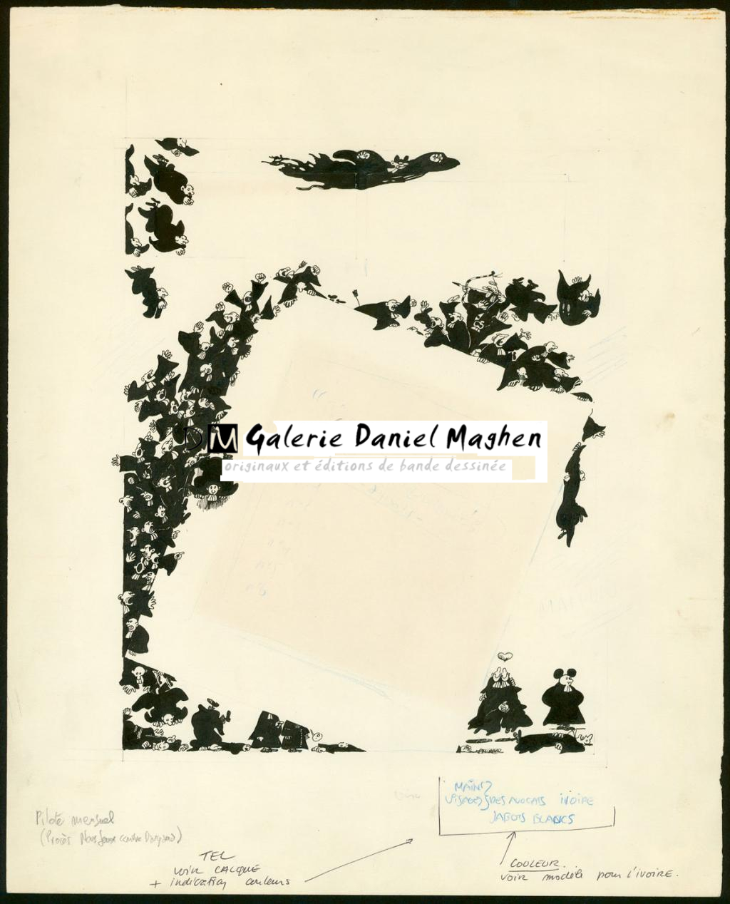 illustration originale pour la couverture de Pilote mensuel - F'murr - Encre de Chine sur papier - 3717