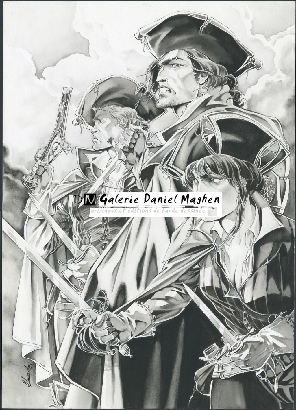 Couverture originale du 2ème coffret des tomes 1 et 2 - Juan Luis Landa - Encre de Chine et lavis sur papier - 5207