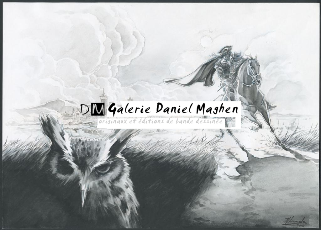 Illustration originale pour les pages de garde - Juan Luis Landa - Encre de Chine et lavis sur papier - 5206