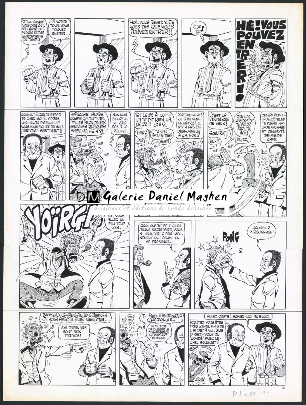 Planche originale n°4 pour une histoire en 5 planches Bougret the policeman - Marcel Gotlib - Encre de Chine sur papier - 5881