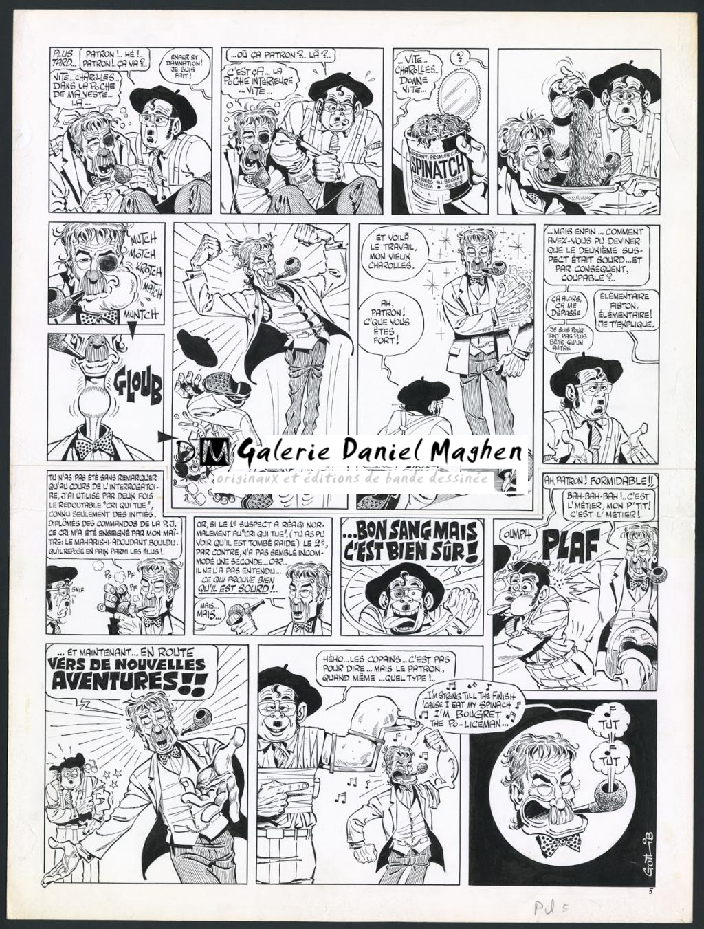 Planche originale n°5 pour une histoire en 5 planches Bougret the policeman - Marcel Gotlib - Encre de Chine sur papier - 5880