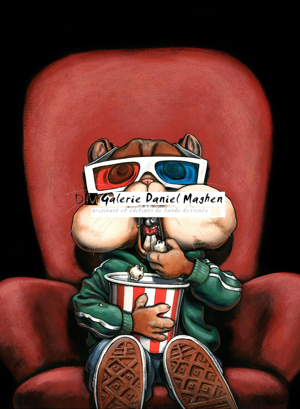 Illustration originale, portrait hamster - Guznag - Encres acryliques sur papier aquarelle - 6269