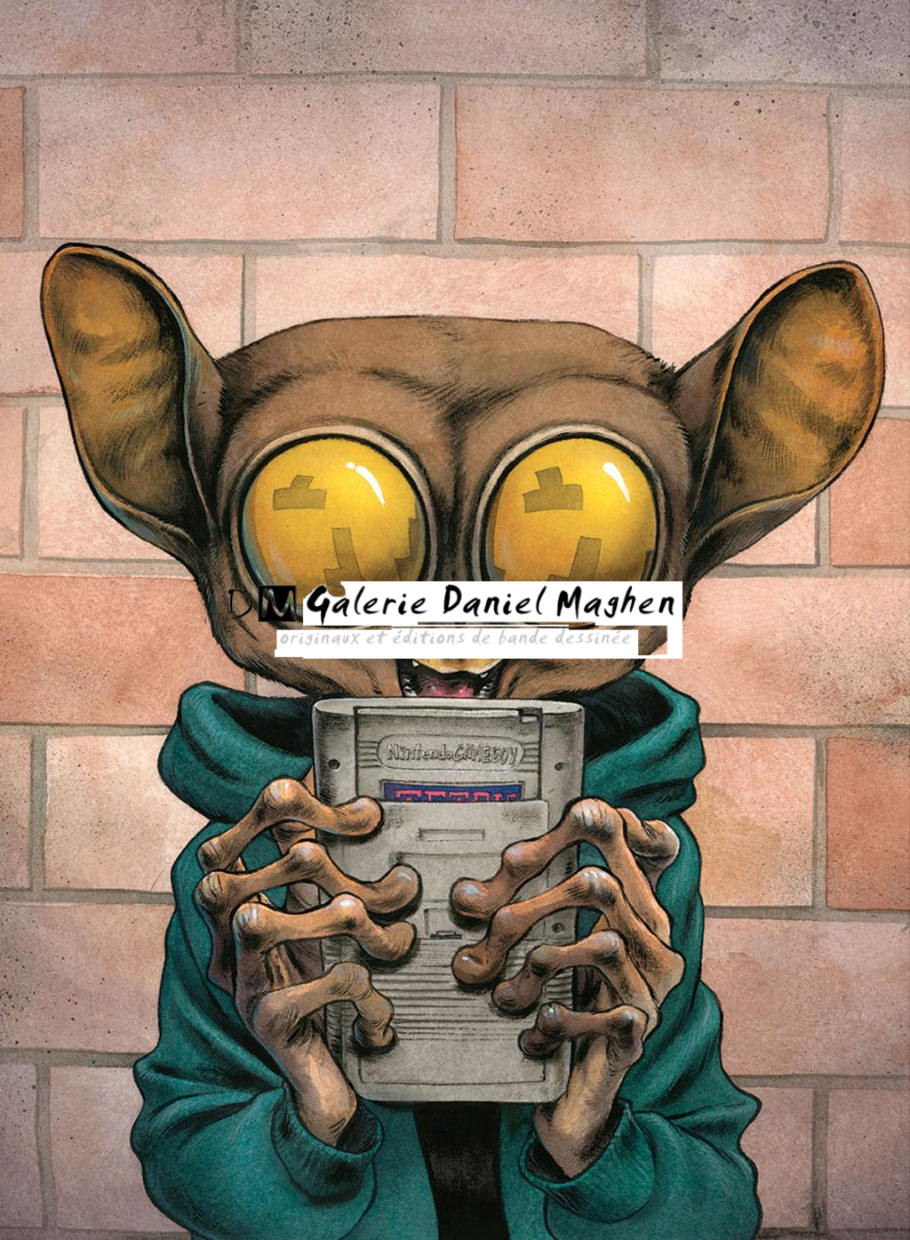 Illustration originale, portrait tarsier - Guznag - Encres acryliques sur papier aquarelle - 6270