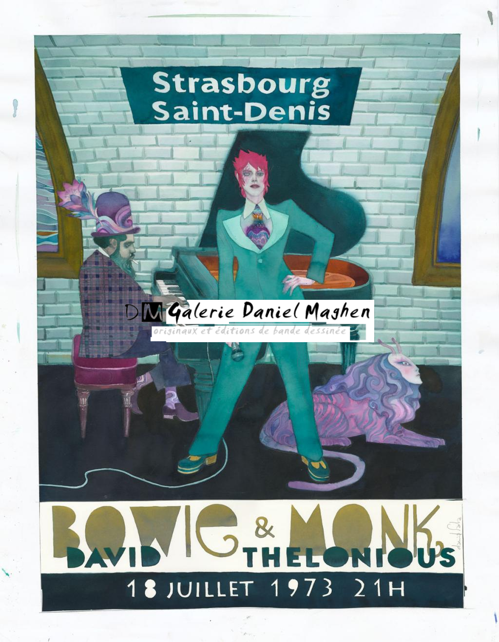 Illustration originale, hommage à David Bowie - David Sala - Aquarelle sur papier - 4041