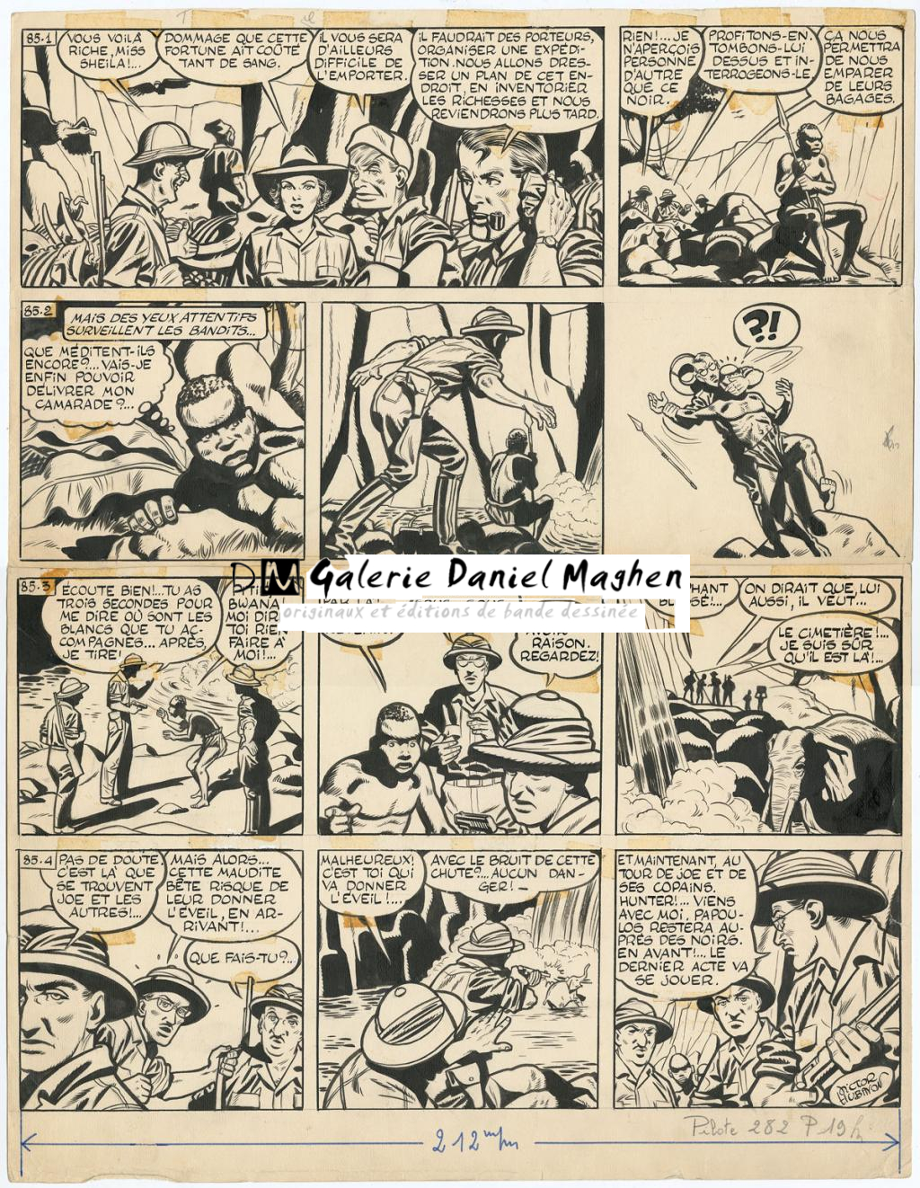 Planche originale, numérotée 85, prépubliée dans La Libre Junior en 1958 - Victor Hubinon - Encre de Chine sur papier - 4420