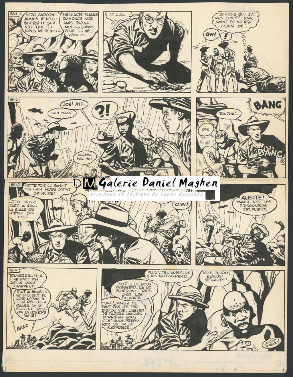 Planche originale, numérotée 88, prépubliée dans La Libre Junior en 1958 - Victor Hubinon - Encre de Chine sur papier - 5599