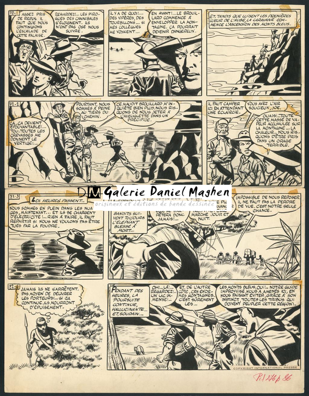 Planche originale, numérotée 72, prépubliée dans La Libre Junior en 1958 - Victor Hubinon - Encre de Chine sur papier - 5600