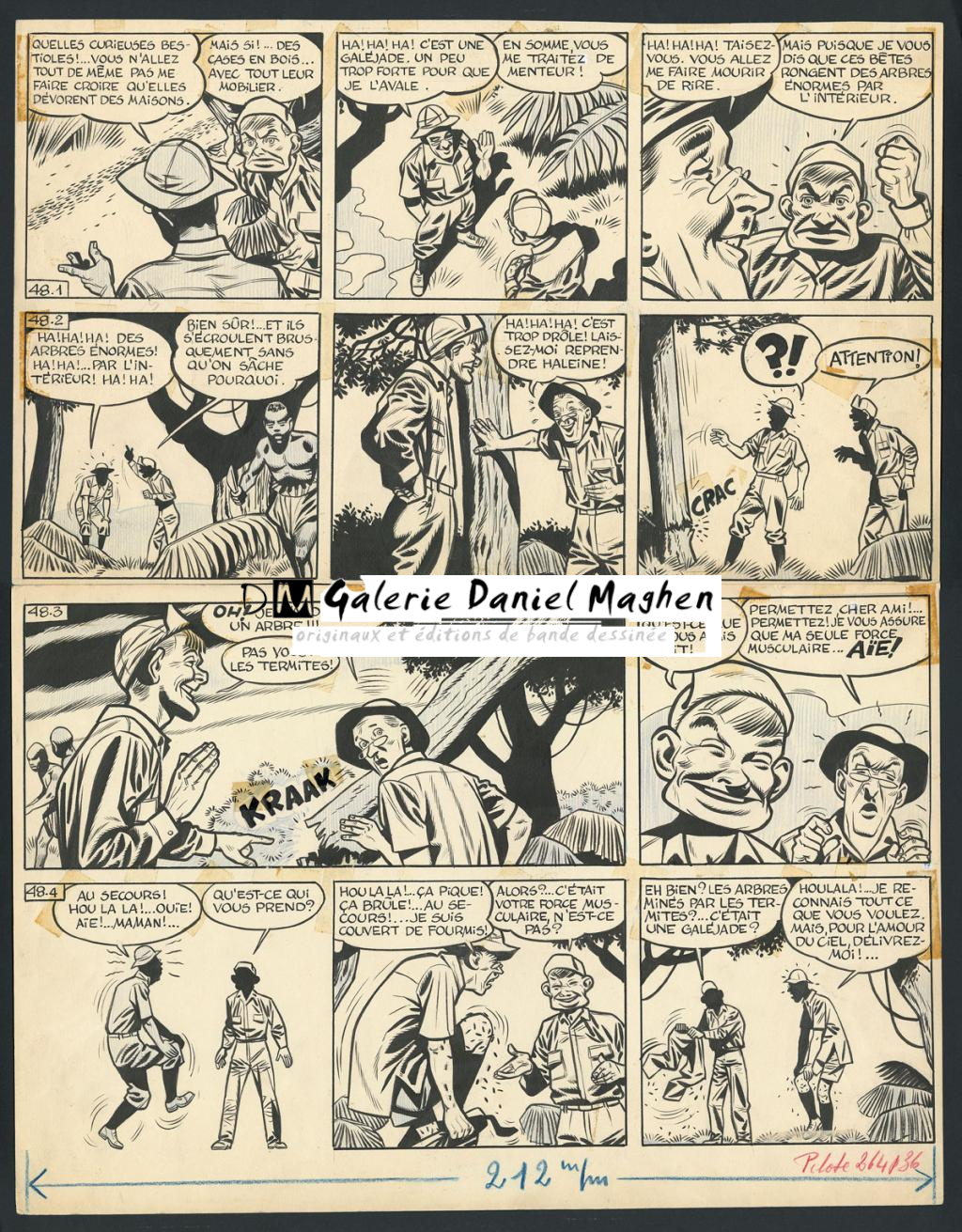 Planche originale, numérotée 48, prépubliée dans La Libre Junior en 1958 - Victor Hubinon - Encre de Chine sur papier - 4421