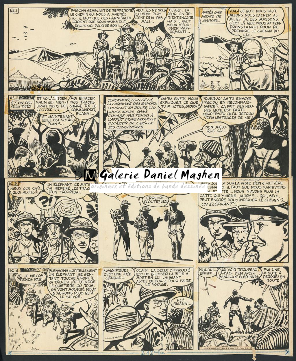 Planche originale, numérotée 62, prépubliée dans La Libre Junior en 1958 - Victor Hubinon - Encre de Chine sur papier - 4422