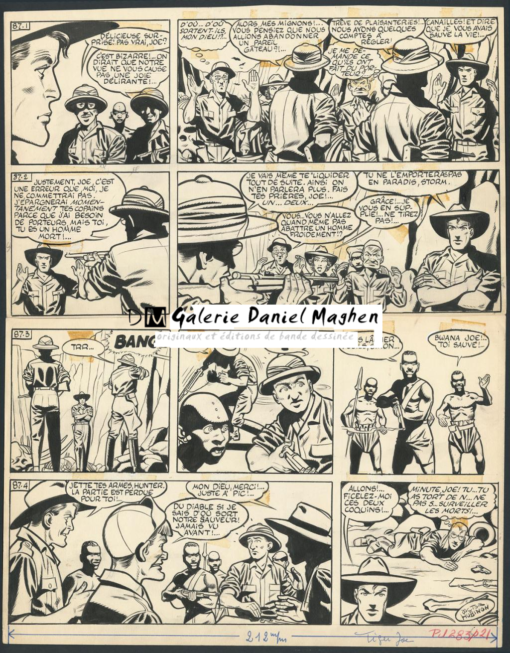 Planche originale, numérotée 87, prépubliée dans La Libre Junior en 1958 - Victor Hubinon - Encre de Chine sur papier - 5601