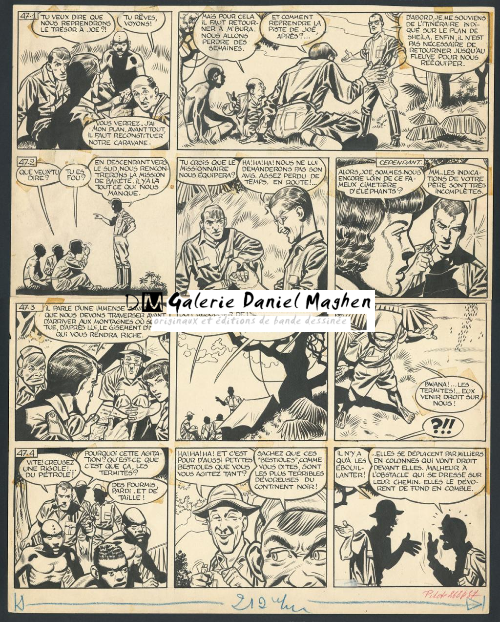 Planche originale, numérotée 47, prépubliée dans La Libre Junior en 1958 - Victor Hubinon - Encre de Chine sur papier - 4423