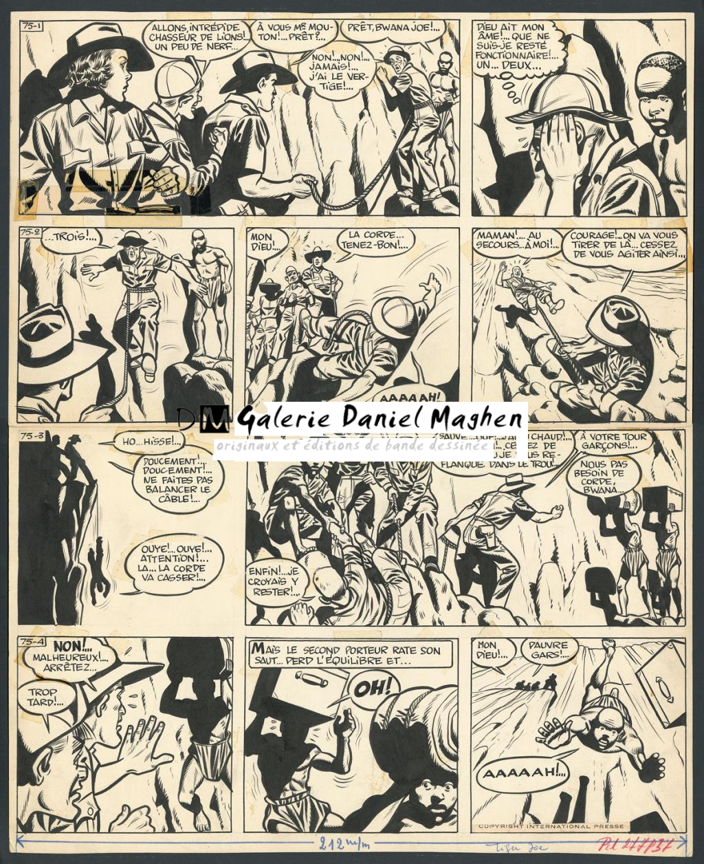 Planche originale, numérotée 37, prépubliée dans La Libre Junior en 1958 - Victor Hubinon - Encre de Chine sur papier - 4424