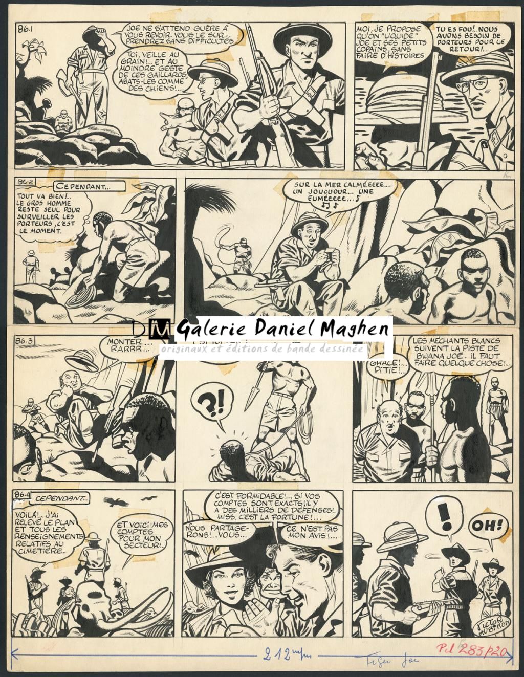 Planche originale, numérotée 86, prépubliée dans La Libre Junior en 1958 - Victor Hubinon - Encre de Chine sur papier - 4425