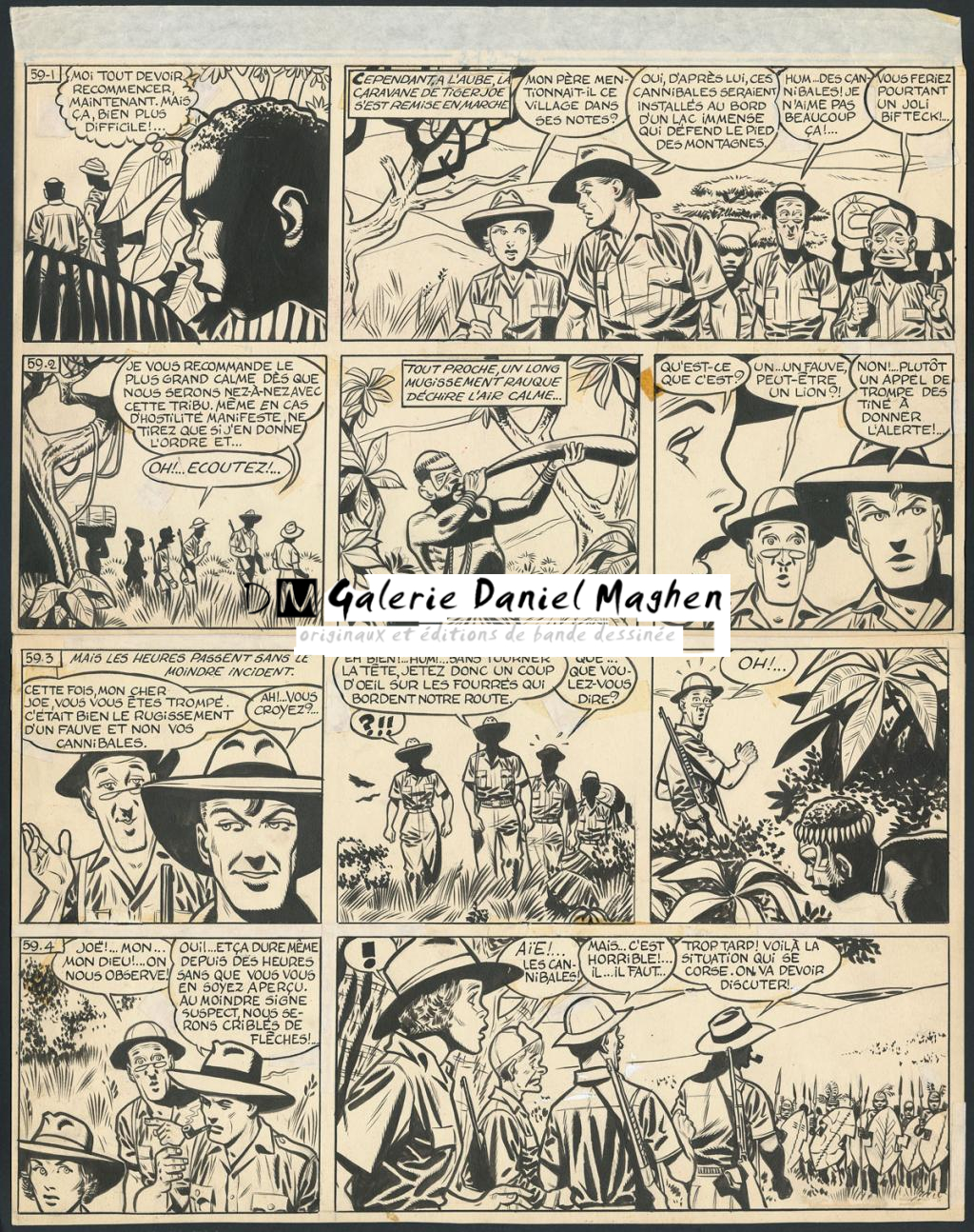 Planche originale, numérotée 59, prépubliée dans La Libre Junior en 1958 - Victor Hubinon - Encre de Chine sur papier - 5602