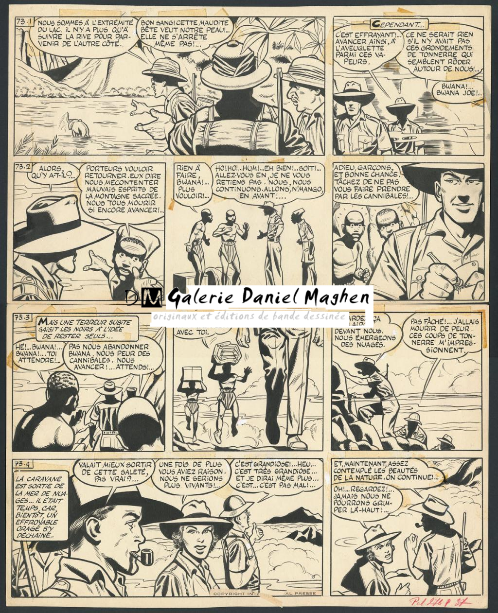 Planche originale, numérotée 73, prépubliée dans La Libre Junior en 1958 - Victor Hubinon - Encre de Chine sur papier - 4426