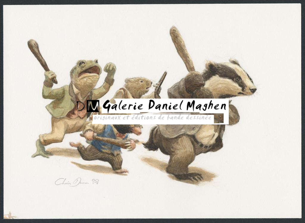 Illustration originale intitulée "Battle" (Bataille) - Christopher Dunn - Aquarelle sur papier - 5487