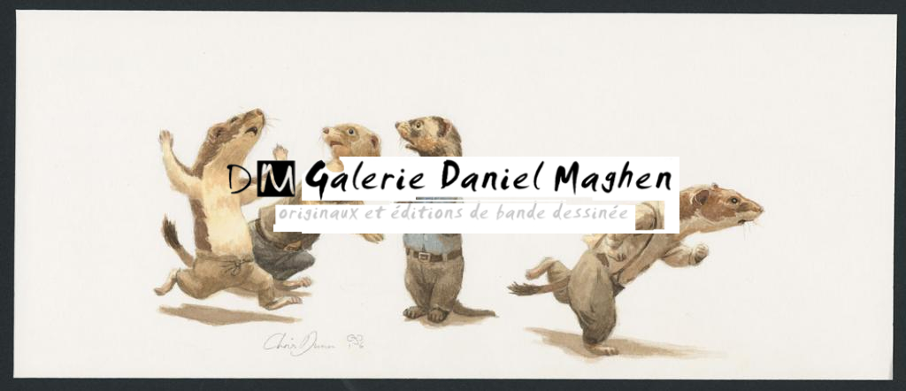 Illustration originale intitulée "Battle 2" (Bataille 2) - Christopher Dunn - Aquarelle sur papier - 5488